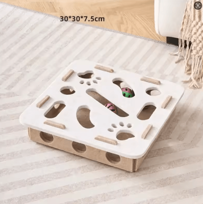 Inspire Curations ScratchPlay Sisal Cat Scratching Post Interactive Indoor Scratcher & Exercise Toy For Cats square White