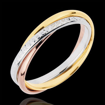 Edenly Trauring Saturn Rotation Variation - Kleines Modell - Dreierlei Gold, 3