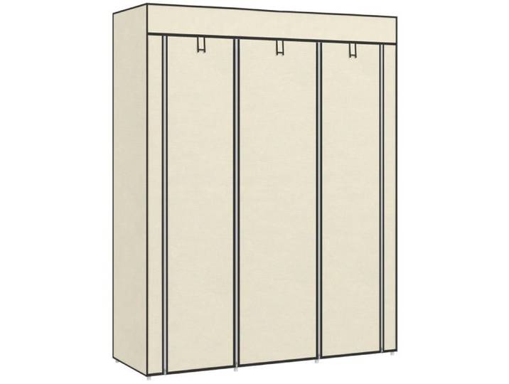 Armoire en tissu Logidon blanc crème armoire pliante 8 niveaux 125 x 43 x 162 cm