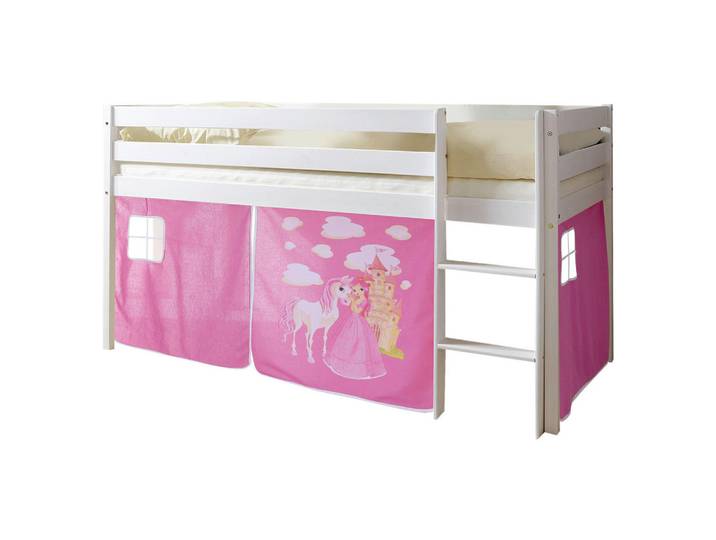 Livetastic Hochbett, Weiss, Pink, Holz, Kiefer, vollmassiv, 90x200 cm, nur für Rollroste geeignet, Baby- und Kindermöbel, Kinderzimmer & Jugendzimmer, Kinderbetten, Hochbetten