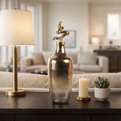 Sagebrook Home Lusaka Glass Bottle, Gold