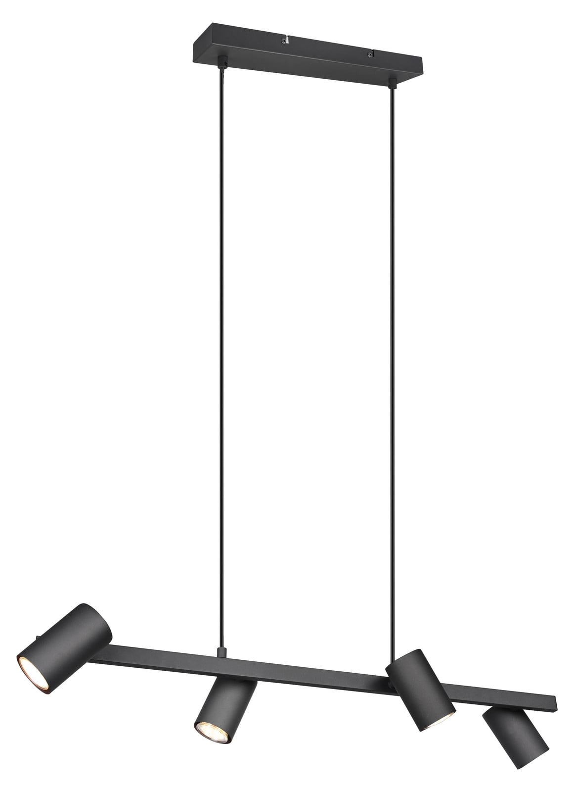 Trio Leuchten Marley Hanglamp, 4 lichten, zwart, 80 cm