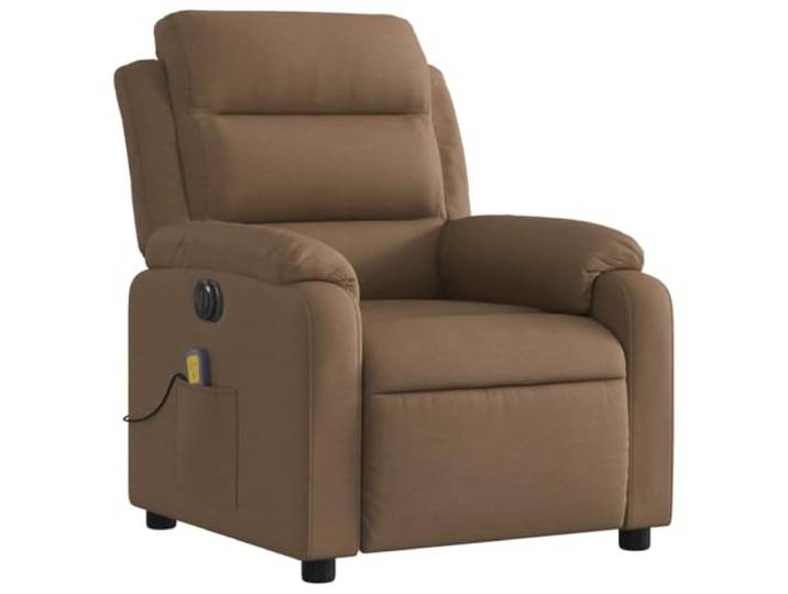 NLQMSU Massagesessel, elektrisch, Braun Elektromotor, Rückenlehne 135 Grad, 6-Punkt-Vibration, Fernbedienung, Seitentasche, Metallrahmen