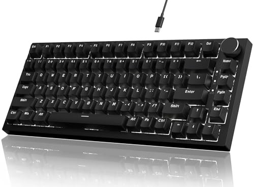 YINDIAO Ajazz AK820 Mechanisch Gamingtoetsenbord, 75% ANSI-indeling, 81 toetsen, Rode Hot-swap Switches, Zwart