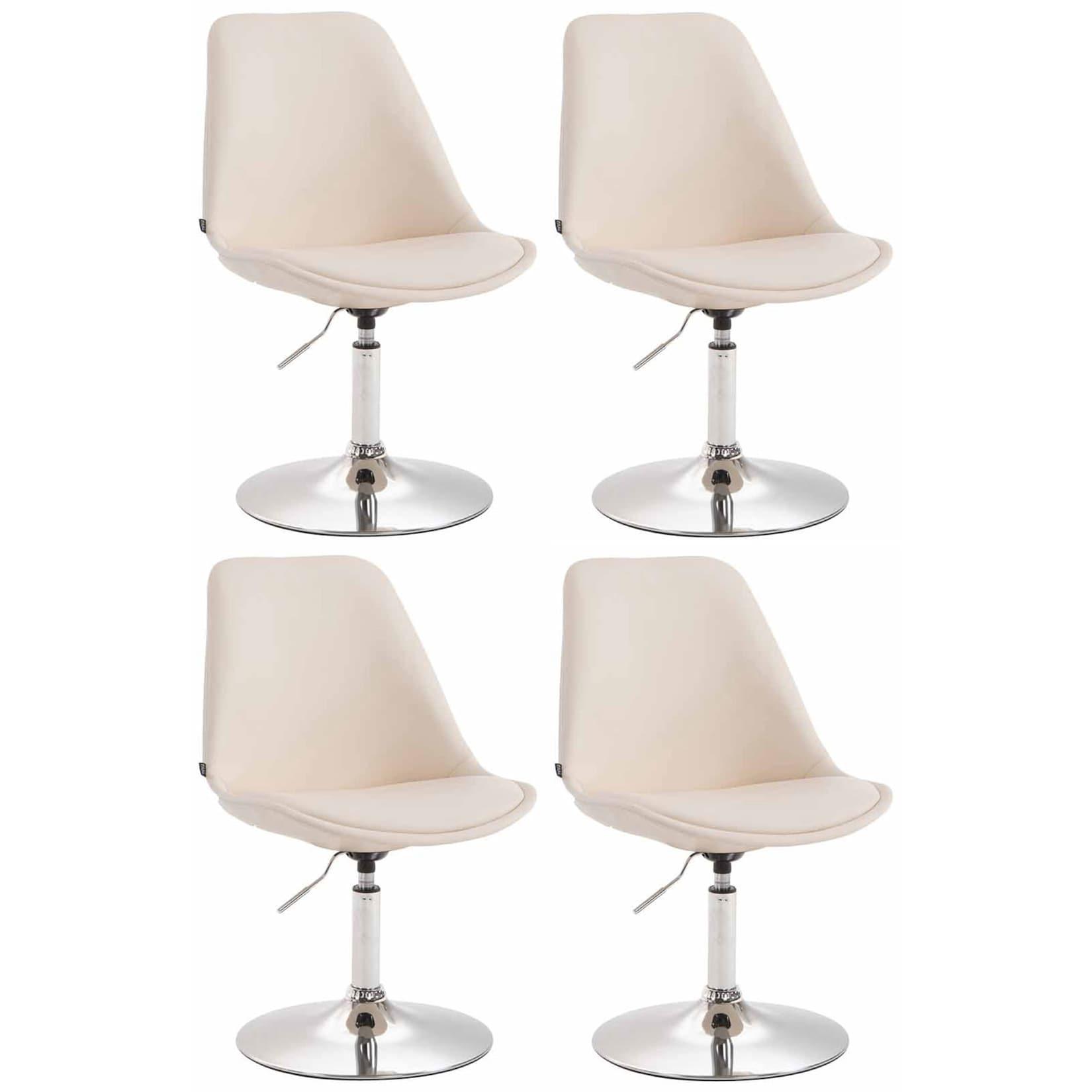 CLP 4er Set Esszimmerstühle Maverick C Kunstleder - Farbe: creme, Gestellfarbe: chrom