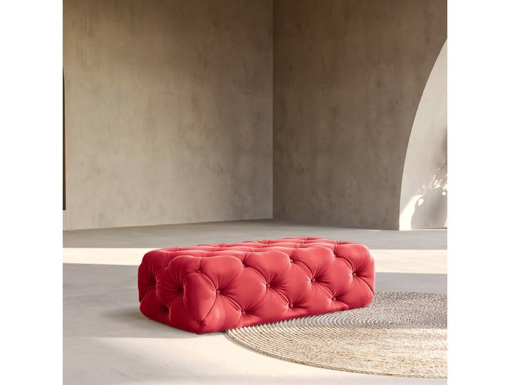 Polsterhocker 130 x 65cm Rot Samt Ravi: Rot