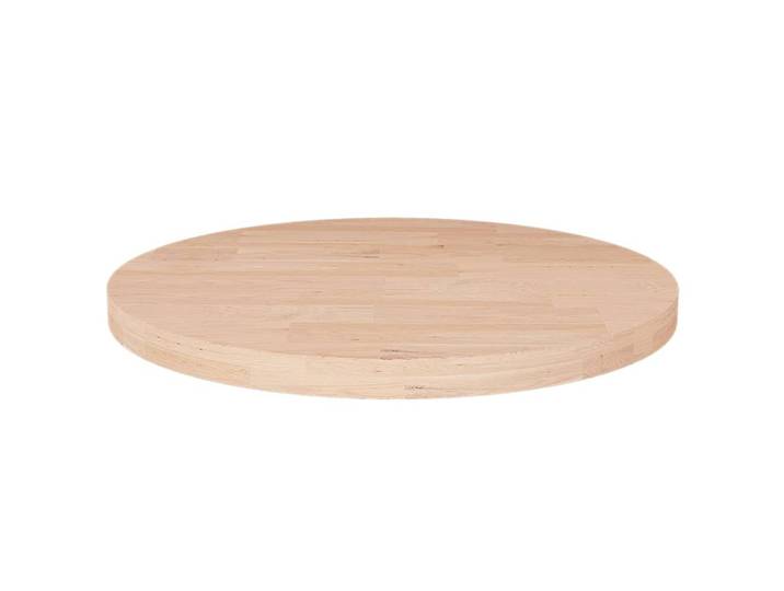 vidaXL Tischplatte Runde Ø50/2,5 Cm Unbehandeltes Massivholz Eiche, Naturfarben, Holz, 50x2.5x50 cm, Esszimmer, Esstische, Tischsysteme