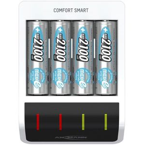 Ansmann Akku-Ladegerät Comfort Smart 1001-0092-01, für AA, AAA Akkus, 4 Ladeschächte, mit 4 Akkus
