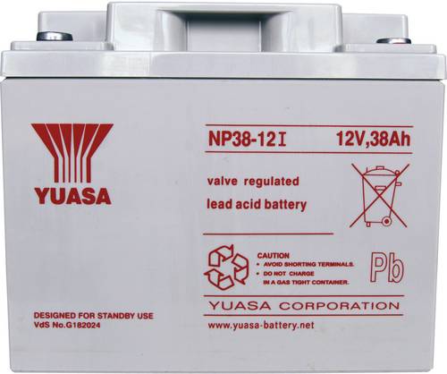 Yuasa NP38-12 NP38-12 Bleiakku 12V 38Ah Blei-Vlies (AGM) (B x H x T) 197 x 170 x 165mm M5-Schraubanschluss Wartungsfrei