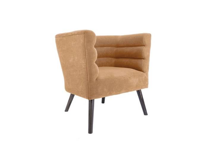 Leitmotiv - Fauteuil de salon design velours Explicit - Jaune ocre