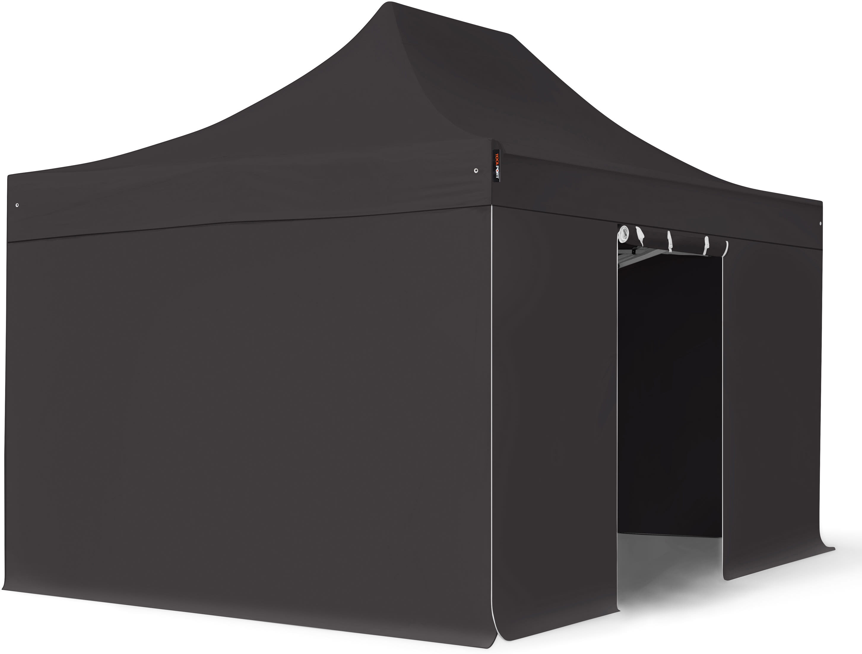 TOOLPORT 3x4,5m, aluminium, easy-up-pavillon, 4 sidedele, sort - (600199)