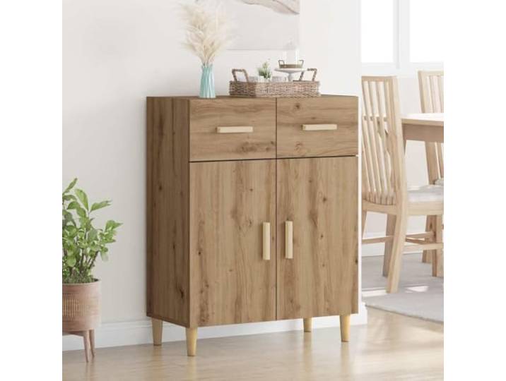HEFZGDB Praktisches Beistellschrank mit glatter Oberfläche aus Holzwerkstoff, Sideboard Artisan-Eiche mit Türen und Schubladen, Klassisches Sideboard mit viel Stauraum für Zuhause,