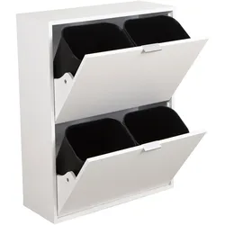 Happy Home Mehrzweckschrank Mülltrenner platzsparend Mülltrennsystem mit 4 entnehmbaren Inneneimern aus MDF Weiß 60x24x80 cm HEI02-WEI