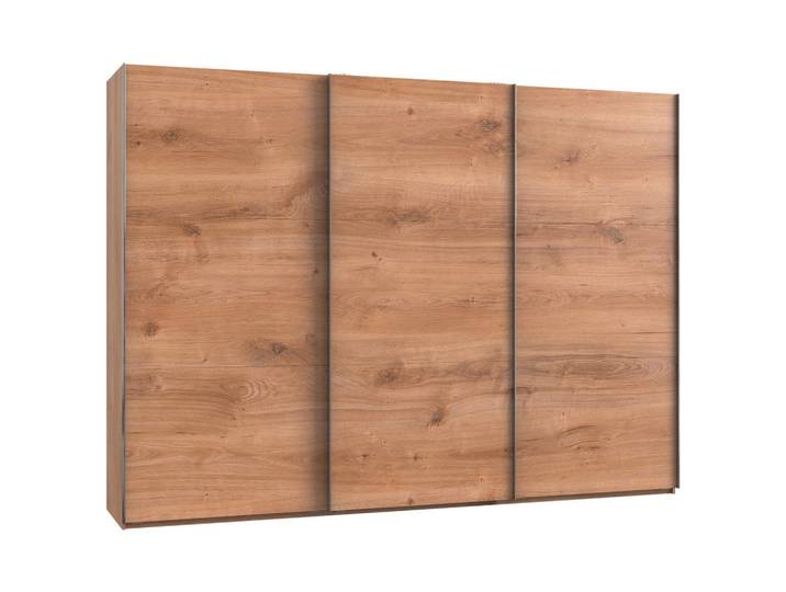 Schwebetürenkleiderschrank, Braun, 300x216x65 cm, Holzwerkstoff, 3 Fächer, Modern, MID.YOU