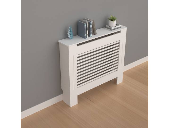 Couverture d'armoire en bois blanche pour les grandes religions, couvertures de chauffage à lattes horizontales, étagère moderne