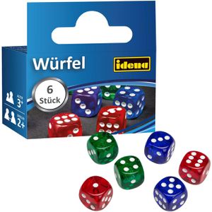 Idena Würfel 40420, bunt, 6 Würfel, 6 Stück