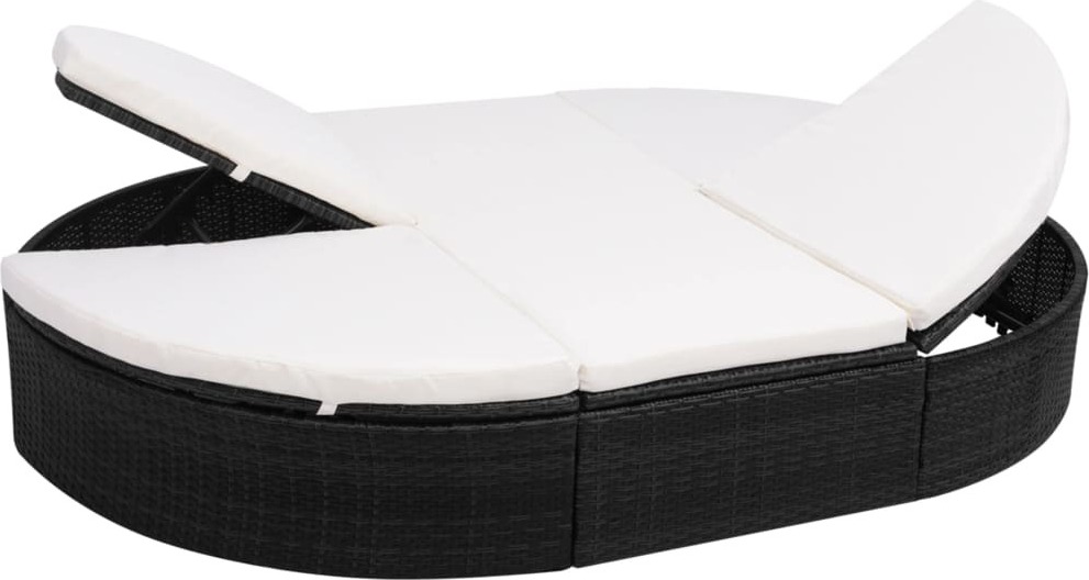 The Living Store Outdoor-Loungebett mit Kissen Poly Rattan Schwarz