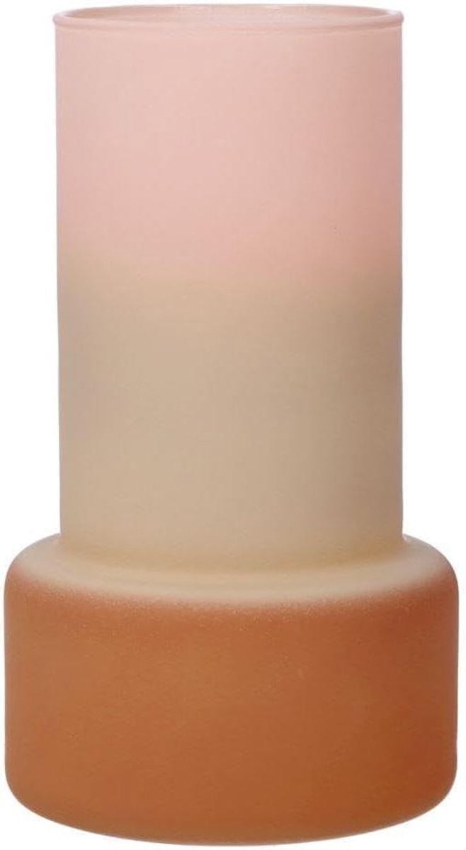 Decoratieve glazen vaas met abstracte vorm in roze-beige-bruin, Hoogte: 17 cm