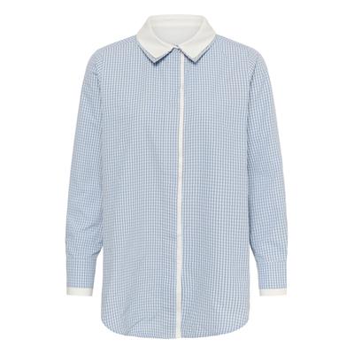 Hemdbluse CULTURE "Culture DK Hemd langarm CUjina", Damen, Gr. L, blau (cashmere blau check), Blusen Hemdbluse