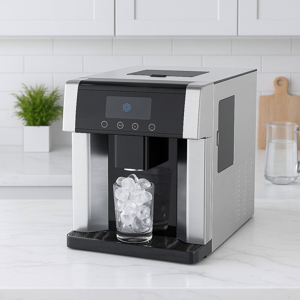 BRUCE SHARK LLC 20 Lb. Daily Production Bullet Clear Ice Portable Ice Maker Silver 37cm H X 31cm W X 41cm D
