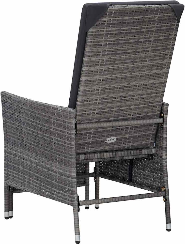 vidaXL Sillón reclinable de jardín con cojines ratán sintético gris Gris