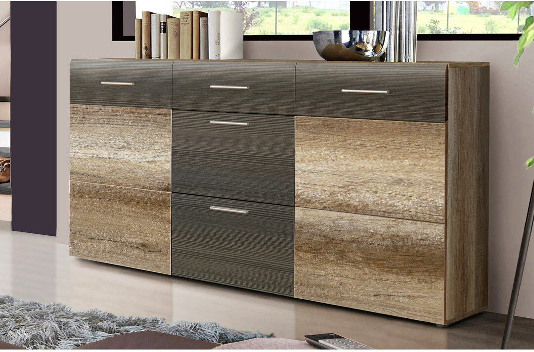 Brayden Studio Lismore 179.6cm Sideboard Antique Oak/Grey 100.9cm H X 179.6cm W X 41cm D