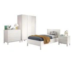 KINDERZIMMER SET Keely Kiefer weiß Bett Nachtkonsole Schrank Kommode
