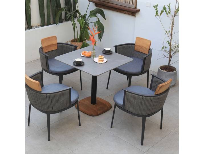 Tables et chaises d'extérieur pour magasins, tables et chaises de repas en plein air, chaises individuelles en rotin pour café, loisirs, bar extérieur, hôtel