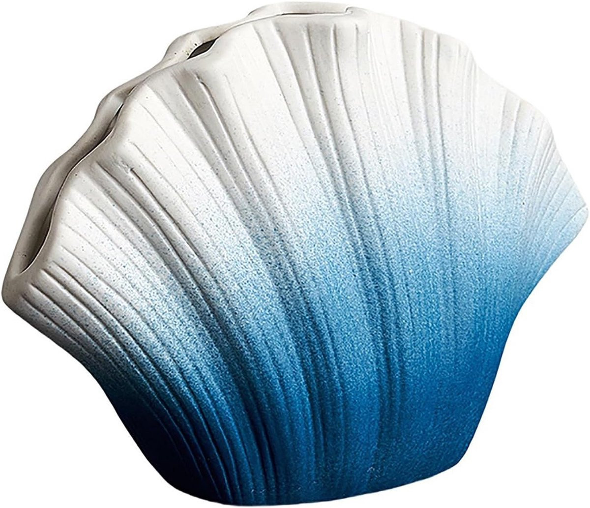 Schelp Vaas - Keramiek Bloemenvaas met Gegradieerd Kleurverloop - Breedte: 20 cm