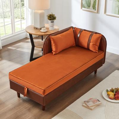 Velvet PU Storage Chaise Lounge Sofa