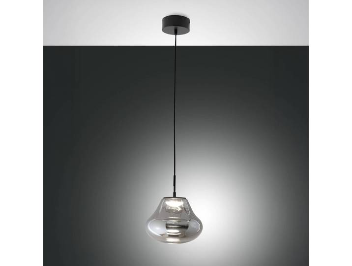 Fabas Luce Glas Hängeleuchte Deva, dimmbar, alu / grau / zink, für Wohn- / Esszimmer, Glas, Modern