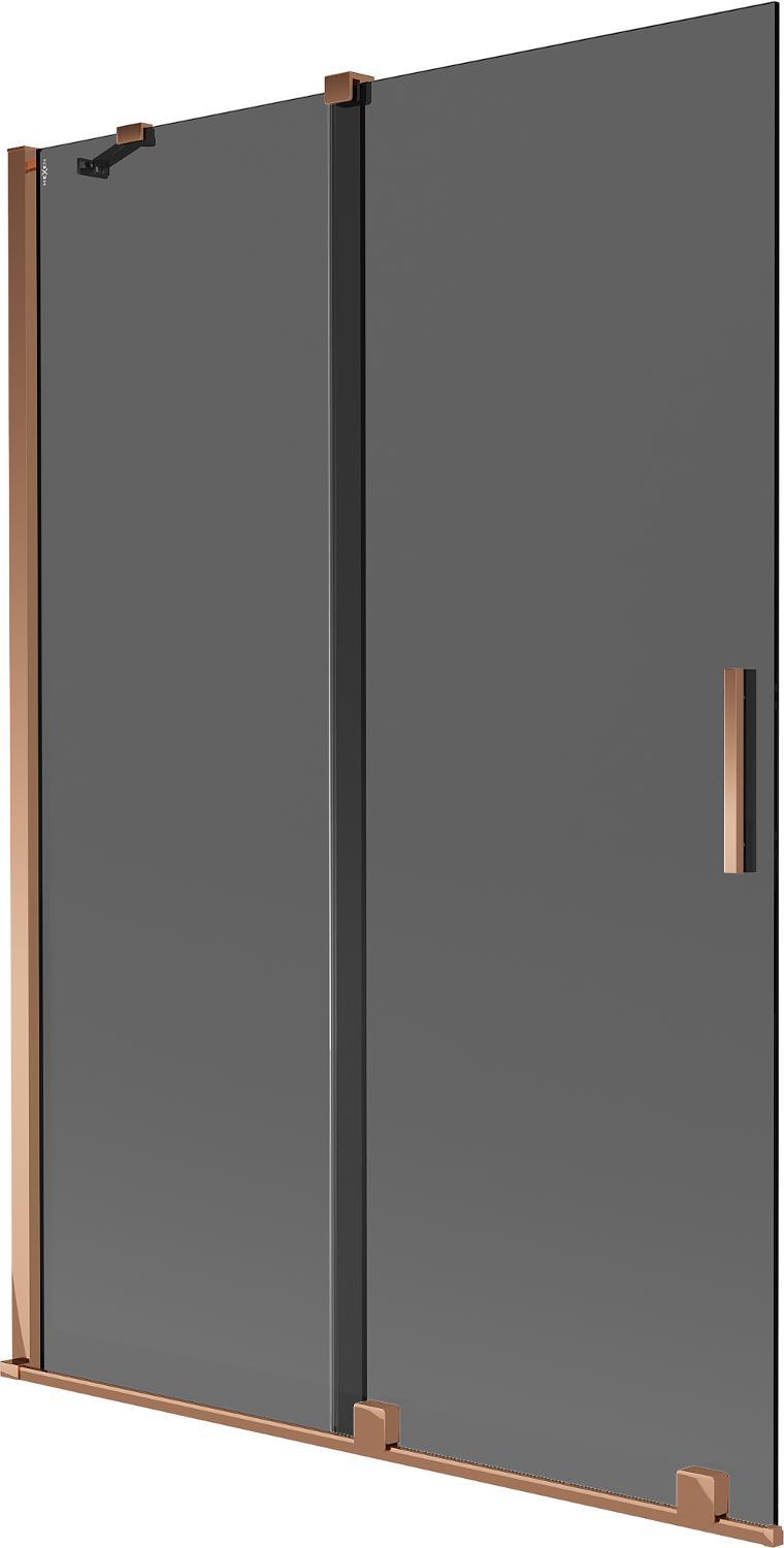 Mexen Velar 2-flügelige Schiebewand für Badewanne 120 x 150 cm, Graphit, Roségold - 896-120-000-41-60