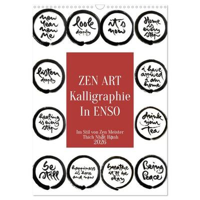 Zen Art Kalligraphie inspiriert von Zen-Meister Thích Nhất Hạnh (Wandkalender 2026 DIN A3 hoch), CALVENDO Monatskalender