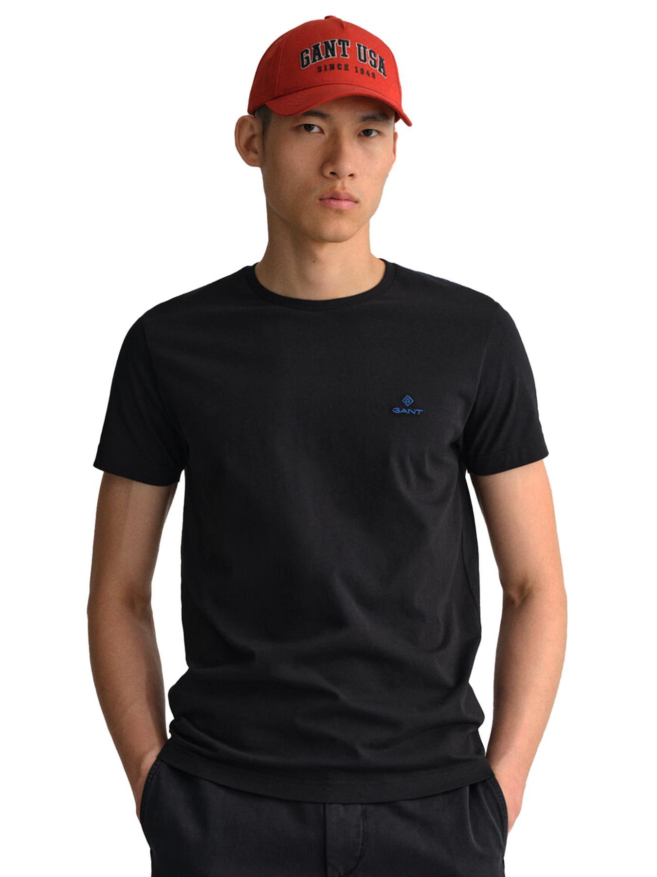 Gant | Mens Rundhals T-Shirt Kontrast Logo - schwarz