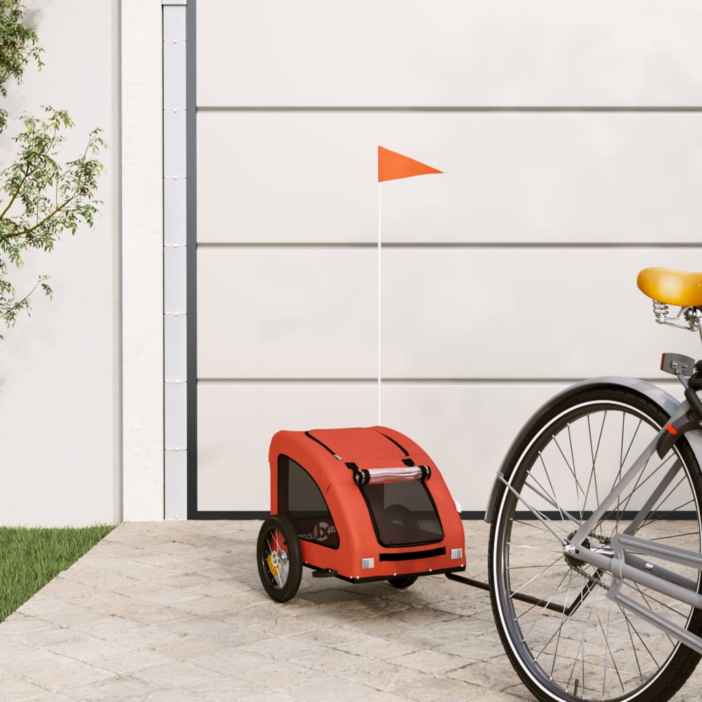 vidaXL Remolque de bicicleta mascotas hierro tela Oxford naranja Naranja