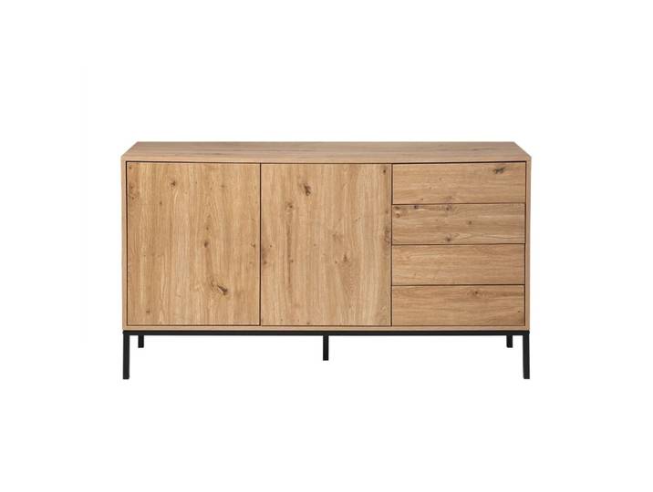 Buffet 2 portes et 4 tiroirs décor chêne l140 cm