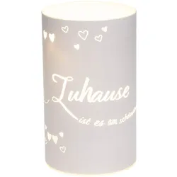 Windlicht LED Zuhause (DH 9x15 cm) - weiß - DH 9x15 cm