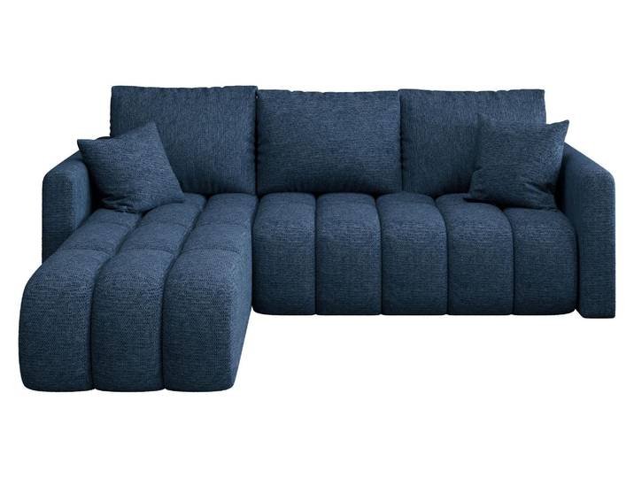 CORNERO Ecksofa mit schlaffunktion GARDA links dunkelblau Strickstoff Aragon 79 - Schlaffunktion, Bettkasten