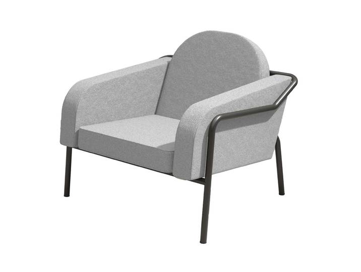 Fauteuil d'accueil Medso ''L'' en tissu Gris - pieds métal Noir