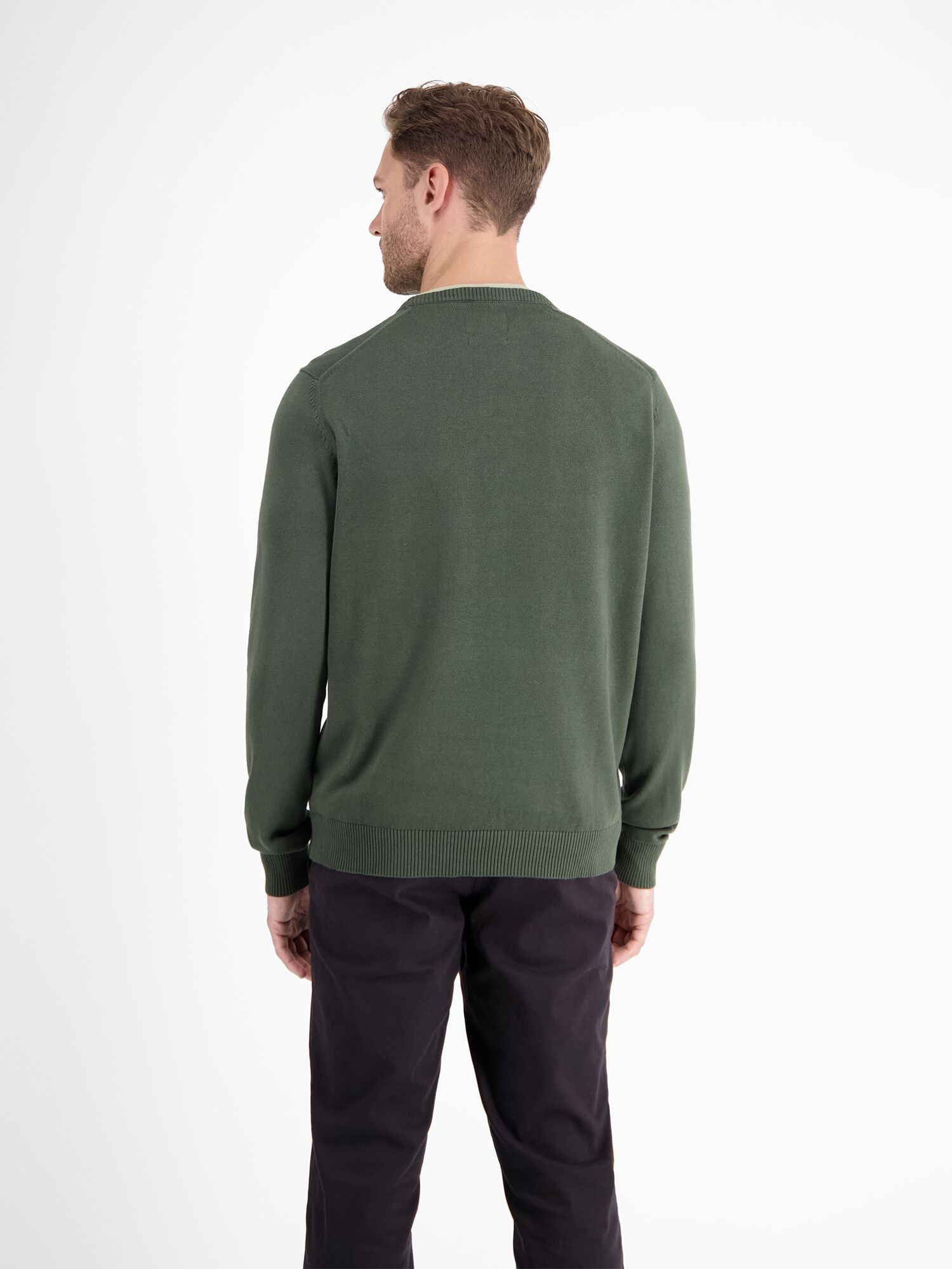 Strickpullover LERROS "Herren Strickpullover aus Baumwolle mit Crewneck Ausschnitt", Herren, Gr. 3XL, grün (chilled olive), 100% Baumwolle, Pullover Strickpullover, Weicher Strick-Pullover, Rundhalsausschnitt, lange Ärmel, pflegeleicht chilled olive 3XL