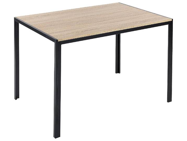 BELIANI Esstisch helles Holz mit schwarzer MDF-Platte Metallbeine 120 x 80 cm traditioneller rechteckiger Küchentisch