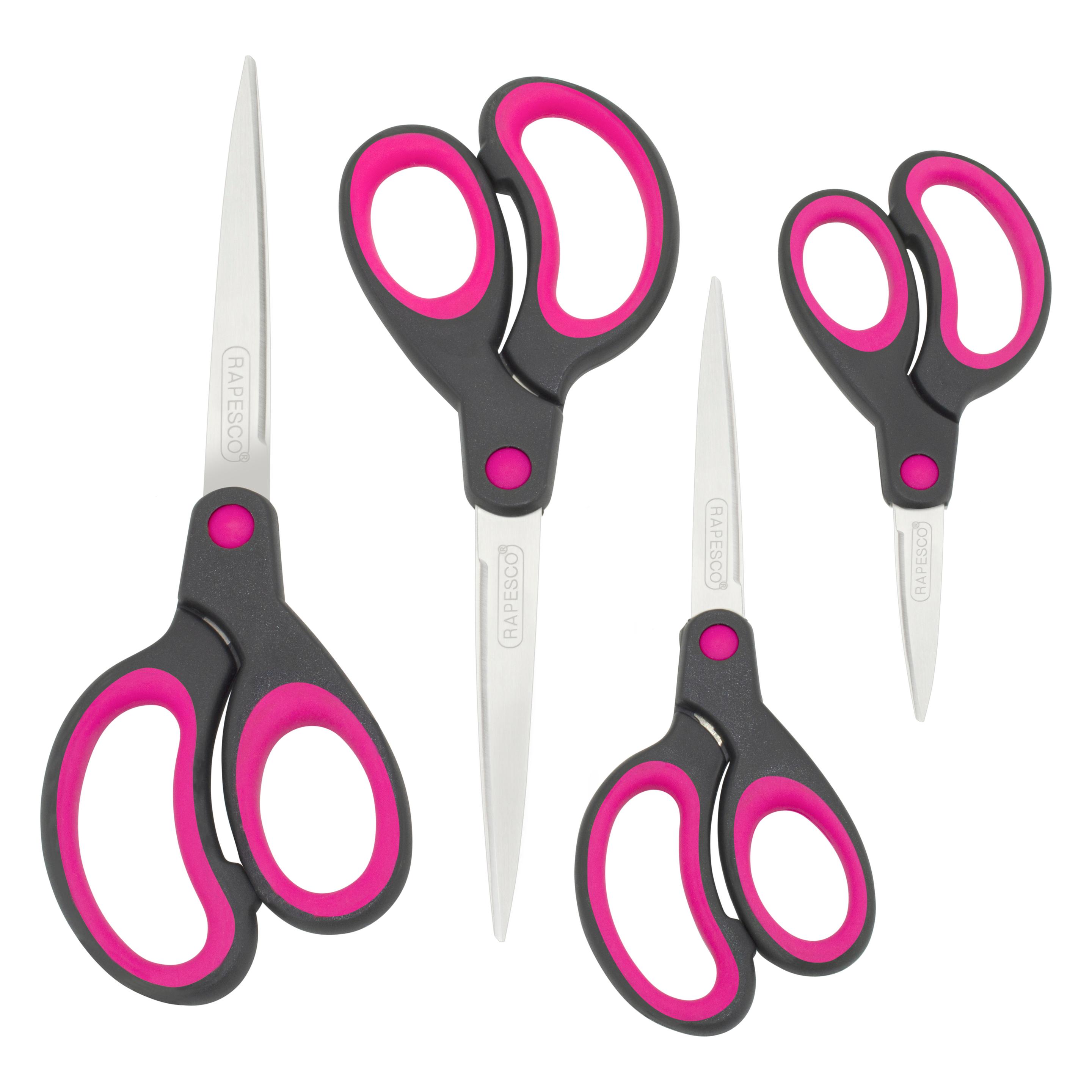 Rapesco Soft Grip Scheren RA-1575 (pink), Paket à 4 Stück (21.50 cm) (1575)