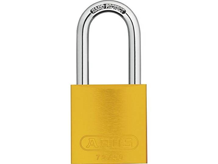 ABUS hangslot 72/40HB40 met hoge beugel - lichtgewicht titanium materiaal met hoge corrosiebescherming - inclusief 2 sleutels - veiligheidsniveau 6 - geel