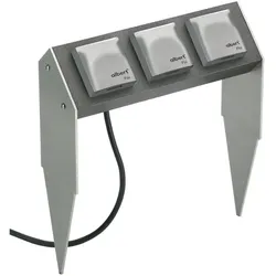 Albert Outdoor Steckdosenspieß Balken, IP44, 230V DE Schuko Typ C/F, ohne Schaltfunktion, anthrazit / Edelstahl, Typ Nr. 4403, 3-fach ALB-624403