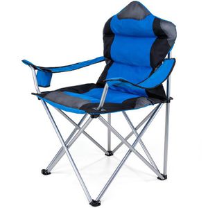 Tresko Campingstuhl CPS-002, blau, bis 150 kg, mit Getränkehalter, faltbar, gepolstert