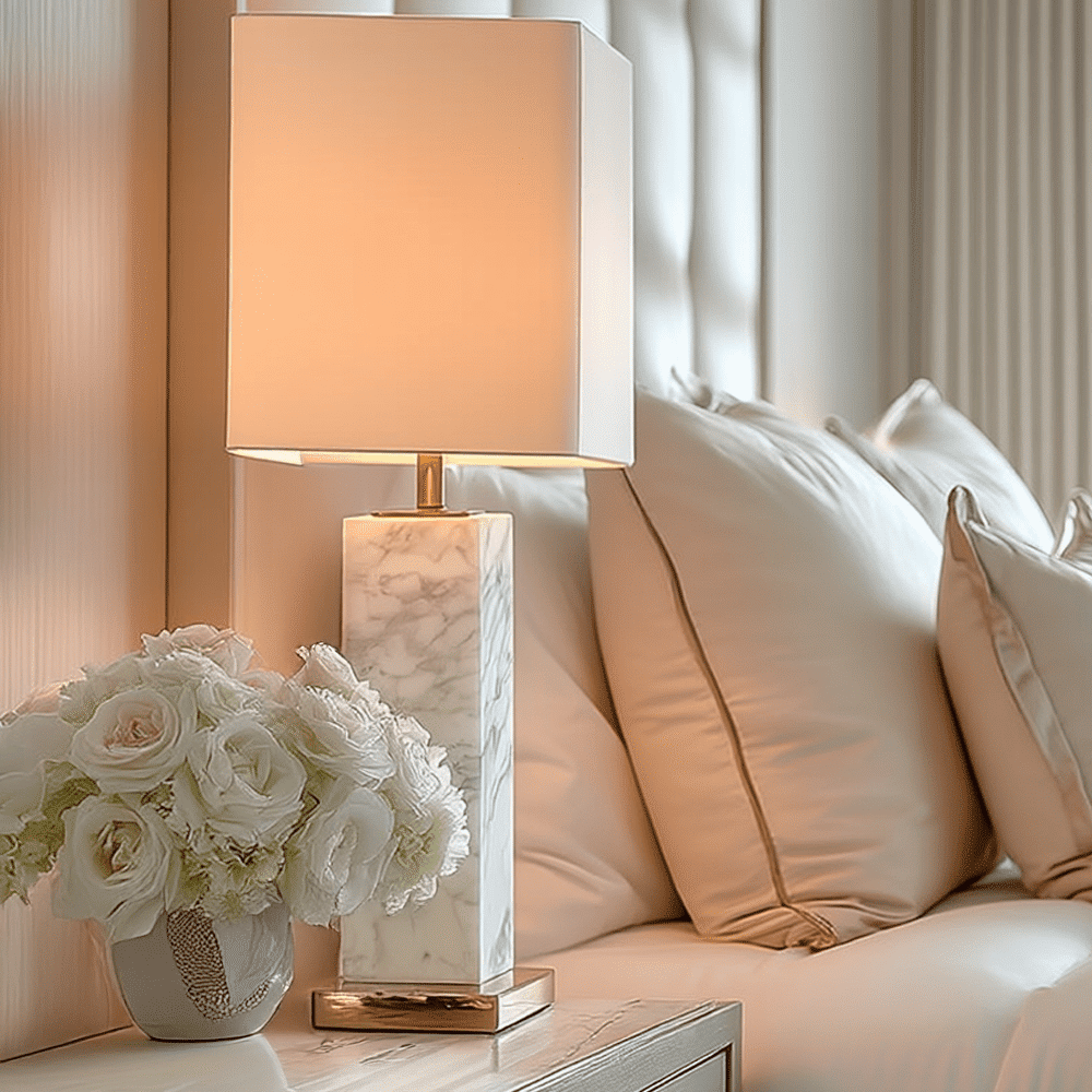 Dara White Marble Table Lamp
