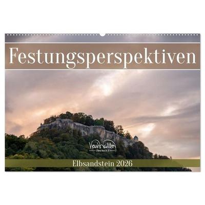 Festungsperspektiven - Elbsandstein (Wandkalender 2026 DIN A2 quer), CALVENDO Monatskalender