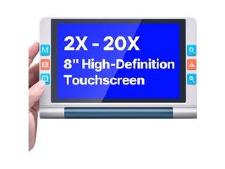 VEVOR Loupe Numérique Portable, Loupe Électronique Écran Tactile 8 pouces, Aide à la Lecture de Basse Vision, Zoom 2x-20x, avec Objectif Autofocus 13 Mpx, 26 Modes Couleur, Sortie HDMI, Stockage 16 Go