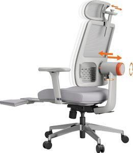 Newtral MagicH-BPro Ergonomische bureaustoel met voetsteun en hoge rugleuning, grijs