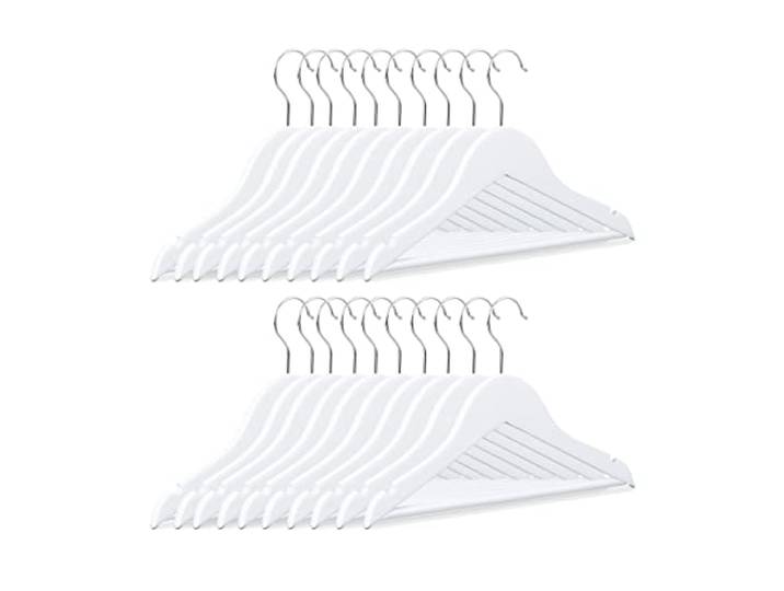 Relaxdays Cintres enfants en bois set de 20 cintres en bois vêtements bébé enfant blanc HxlxP: 18 x 30\,5 x 0\,5 cm\, blanc
